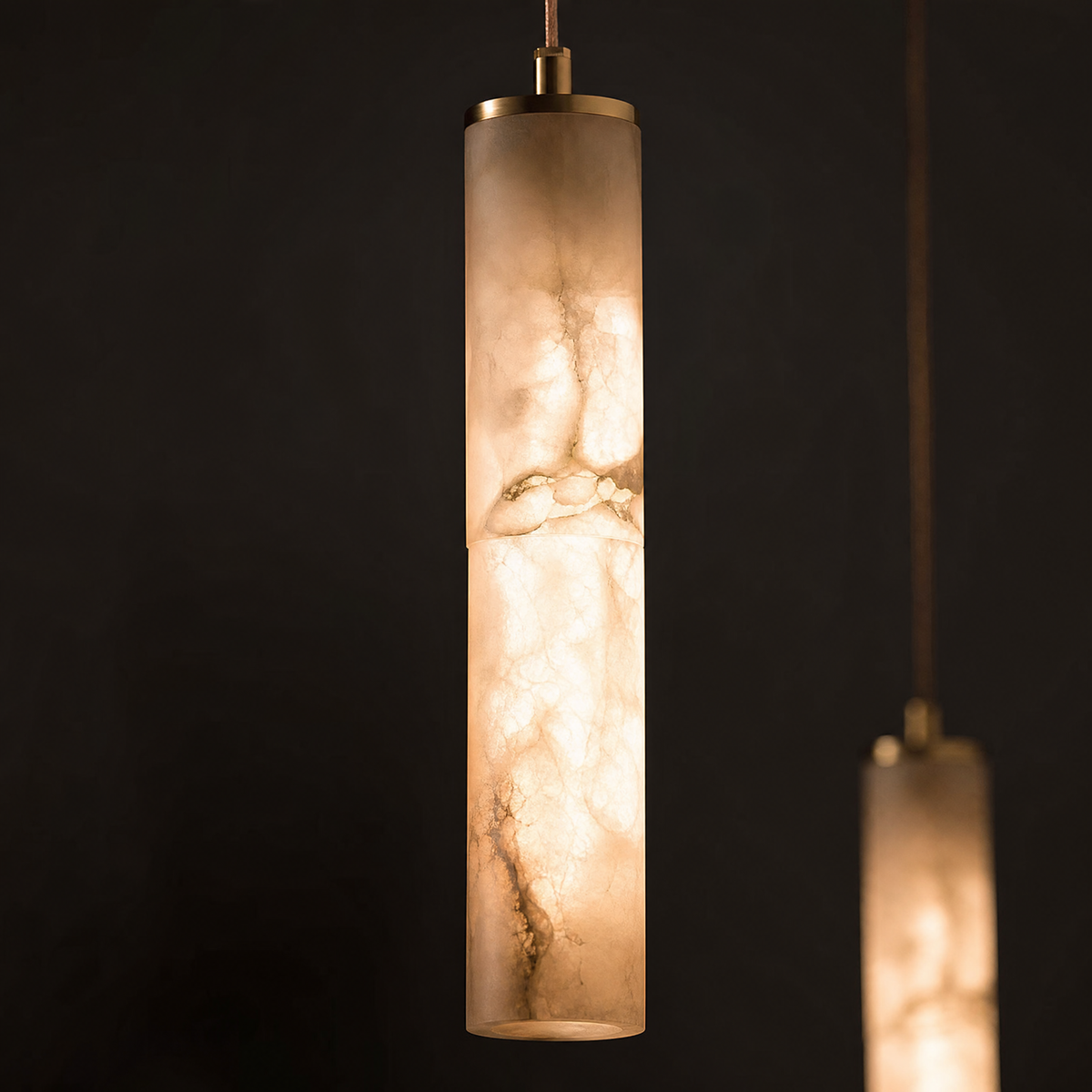 Linear Cylinder Cluster Alabaster Pendant Light