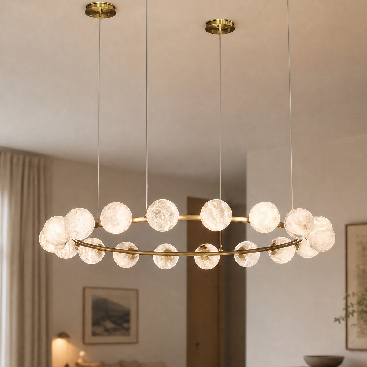 Linear Orb Pendant Alabaster