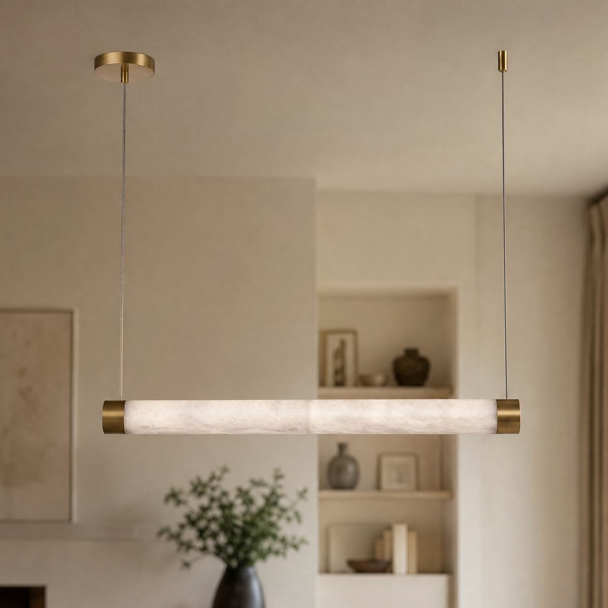 Linear Rod Alabaster Pendant Light
