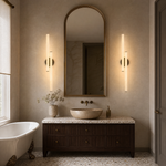 Linear Rod Crossed Alabaster Tubes Wall Sconce
