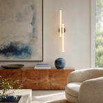 Linear Rod Crossed Alabaster Tubes Wall Sconce