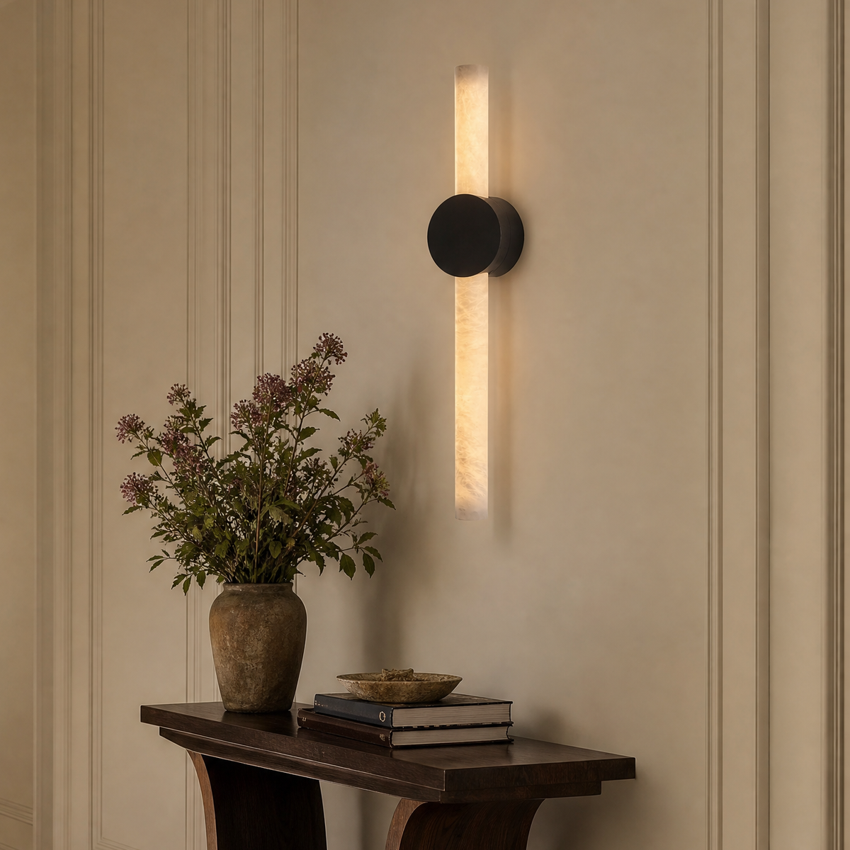 Linear Rod Double Ended Alabaster Wall Sconce