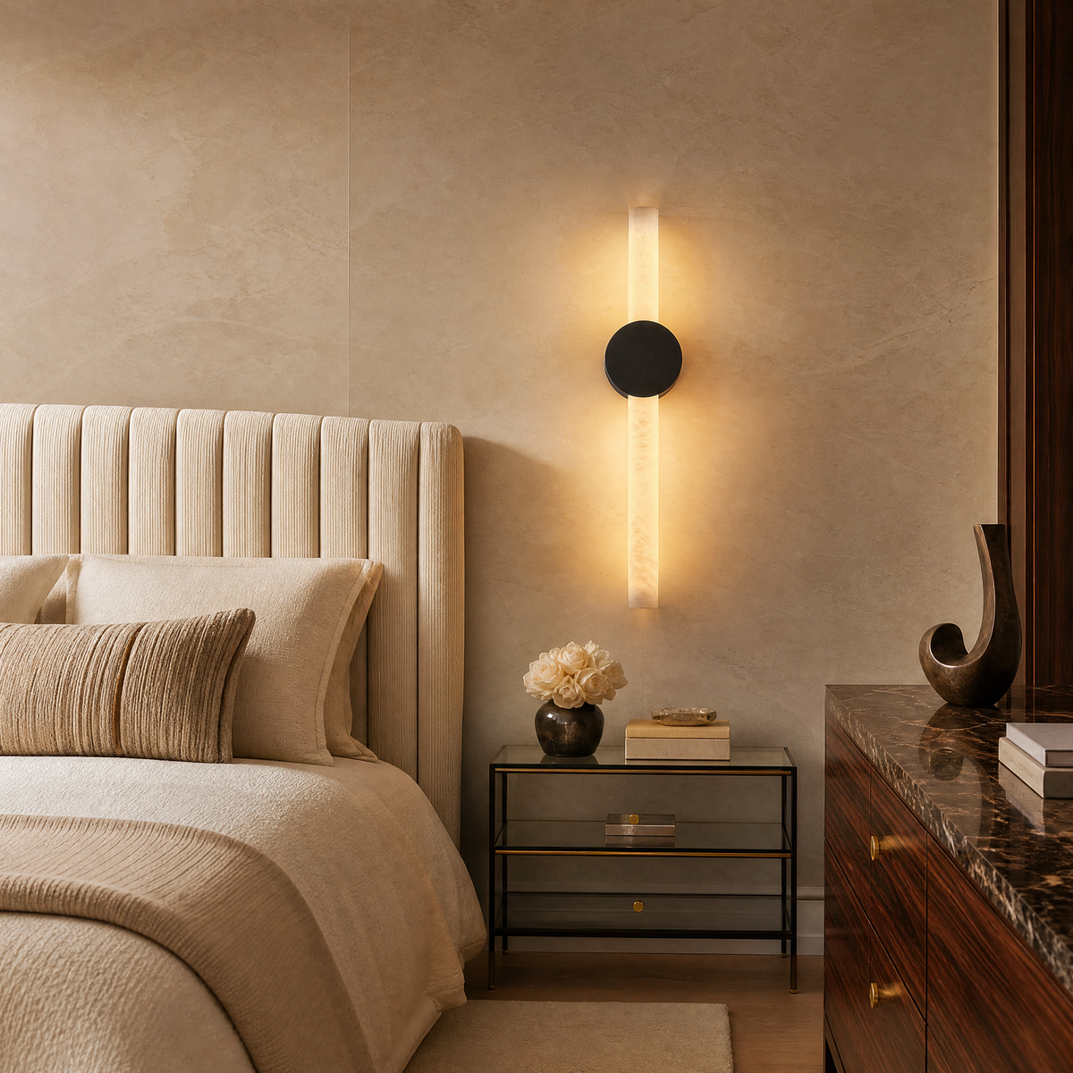 Linear Rod Double Ended Alabaster Wall Sconce