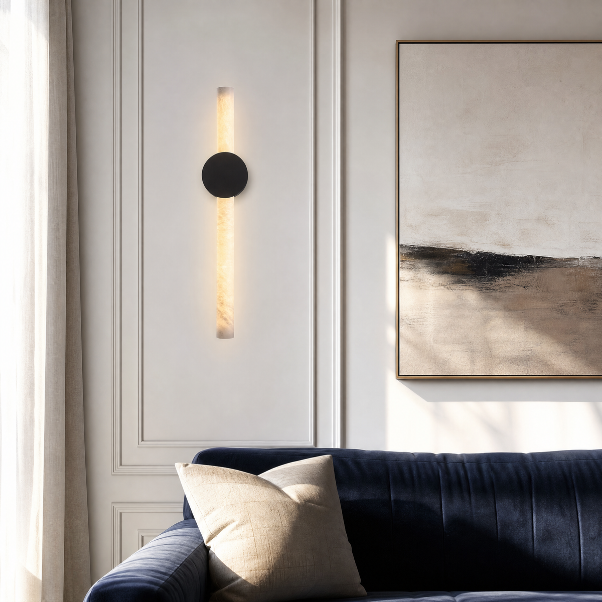 Linear Rod Double Ended Alabaster Wall Sconce