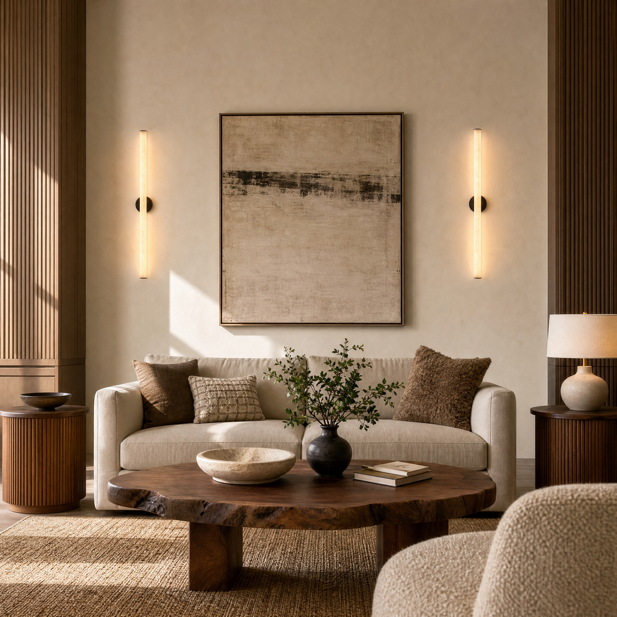 Linear Rod Extra Long Alabaster Tube Wall Sconce