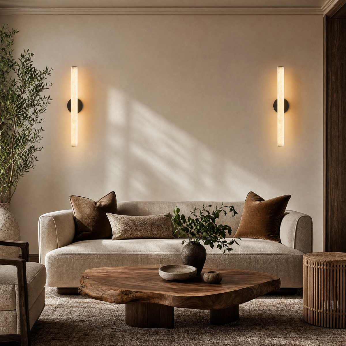 Linear Rod Medium Alabaster Tube Wall Sconce