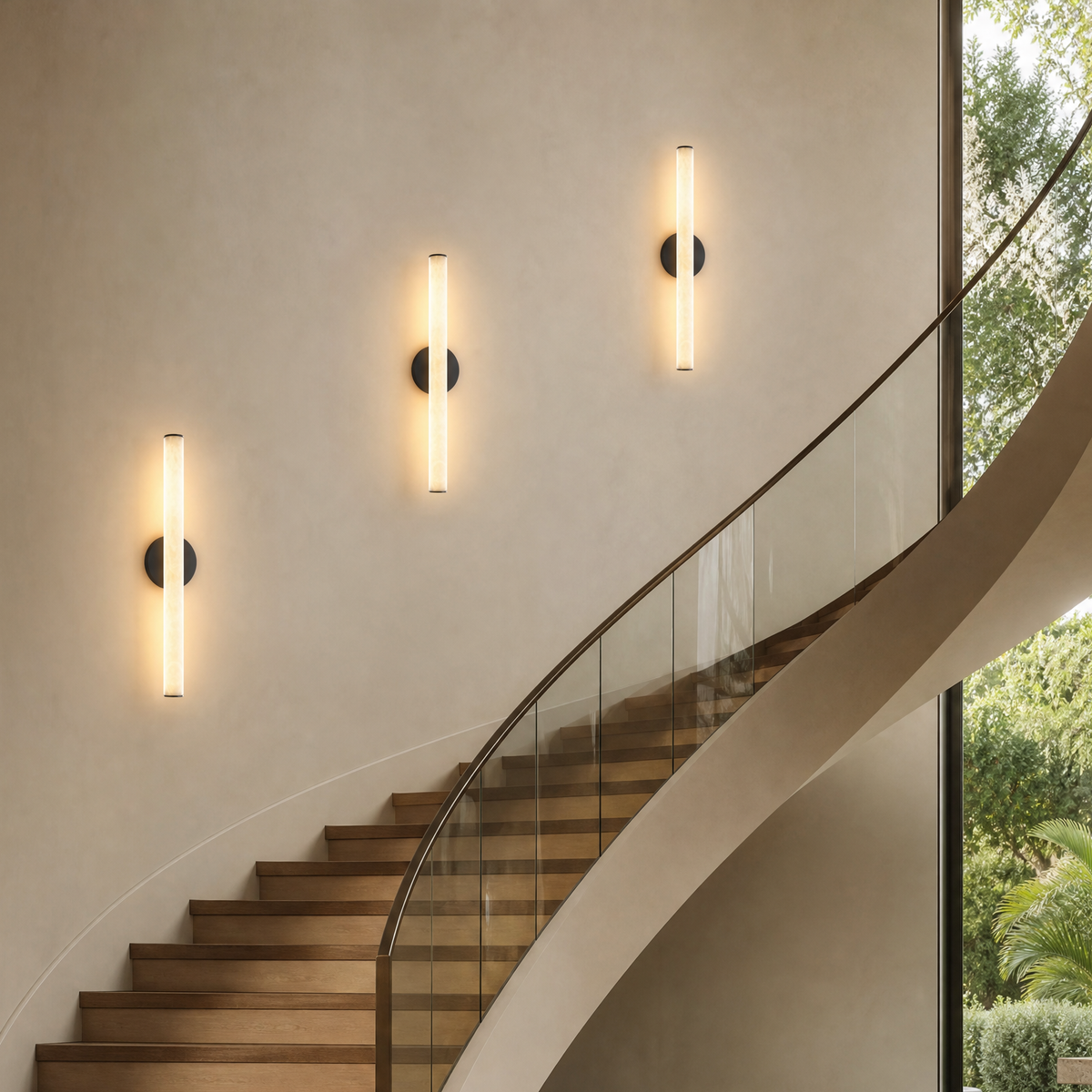 Linear Rod Medium Alabaster Tube Wall Sconce