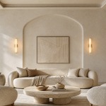 Linear Rod Tall Alabaster Column Wall Sconce