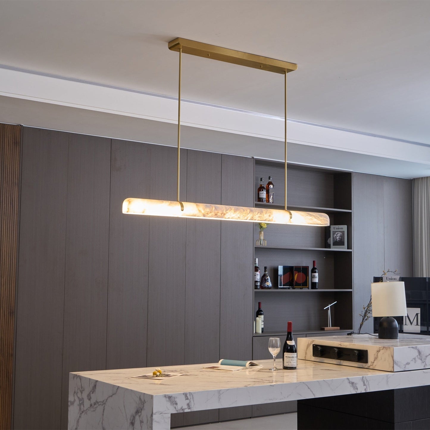 Vakkerlight Linear Alabaster LED Chandelier – Elegant Cloud‑Like Ceiling Light