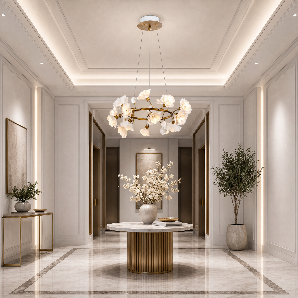 Lirio Brass Ceramic Chandelier