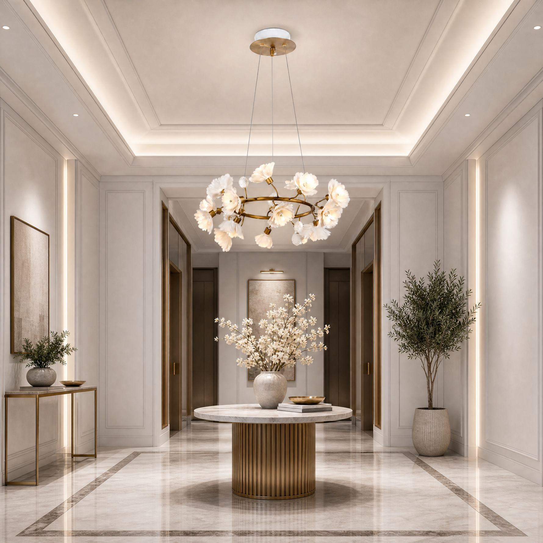 Lirio Brass Ceramic Chandelier