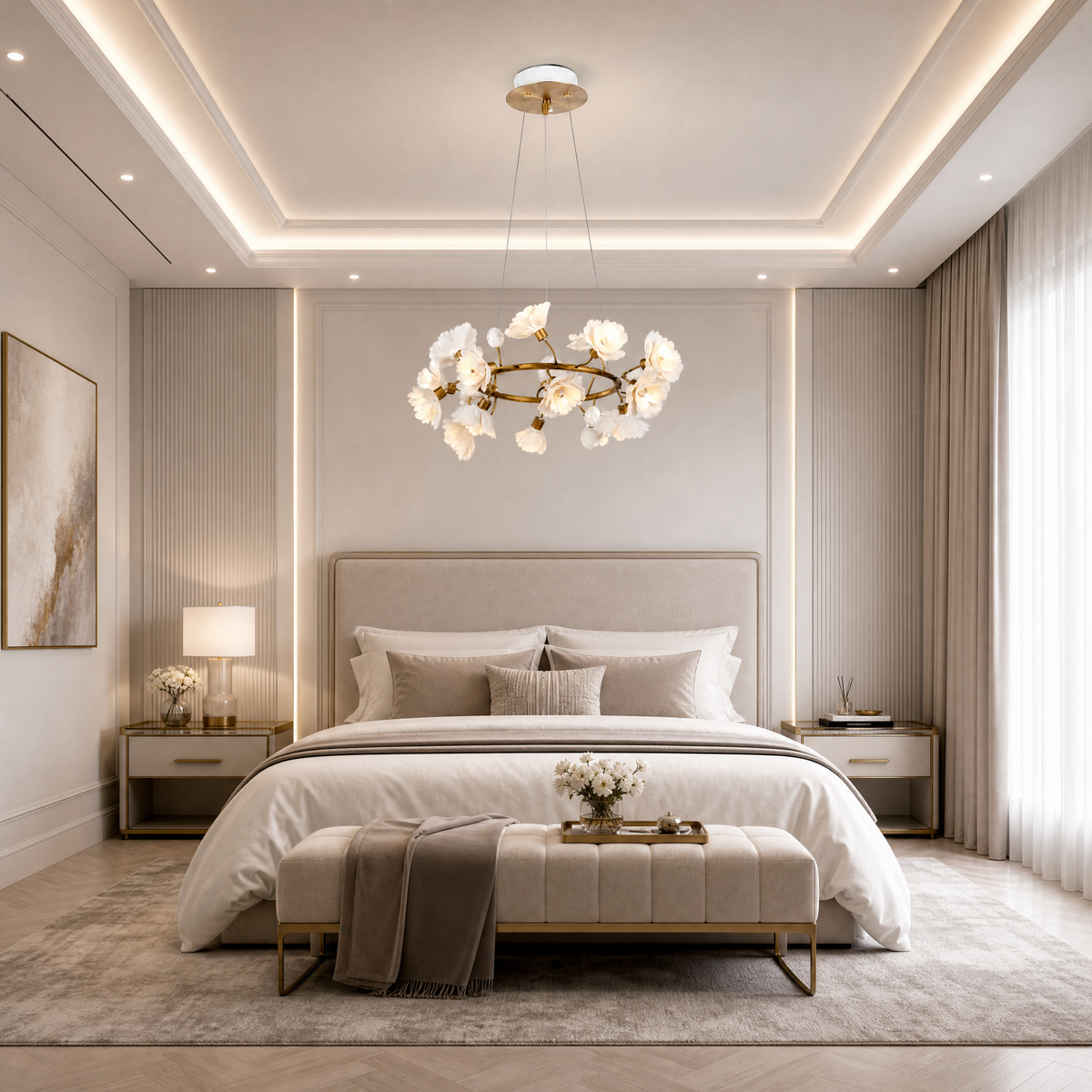Lirio Brass Ceramic Chandelier