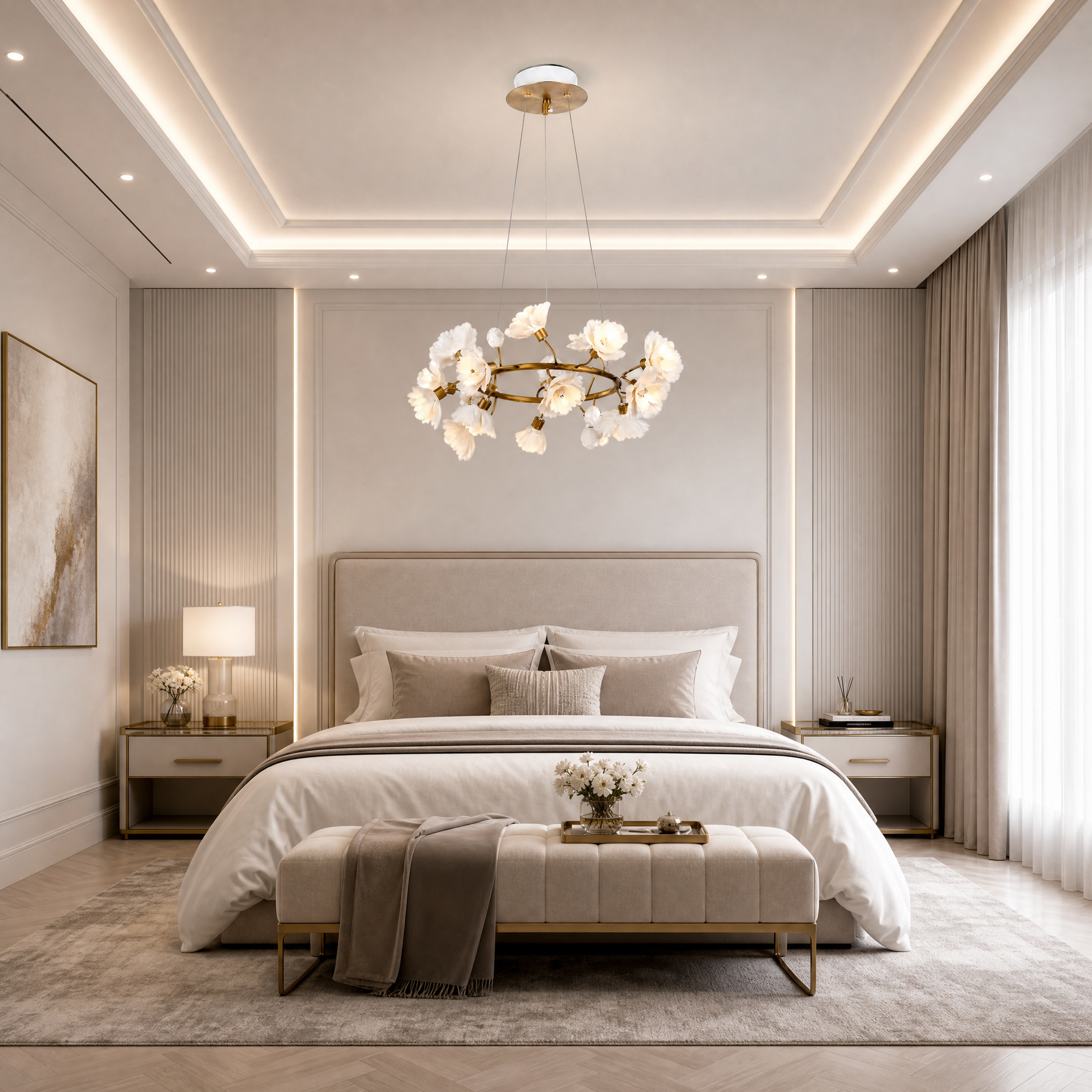 Lirio Brass Ceramic Chandelier