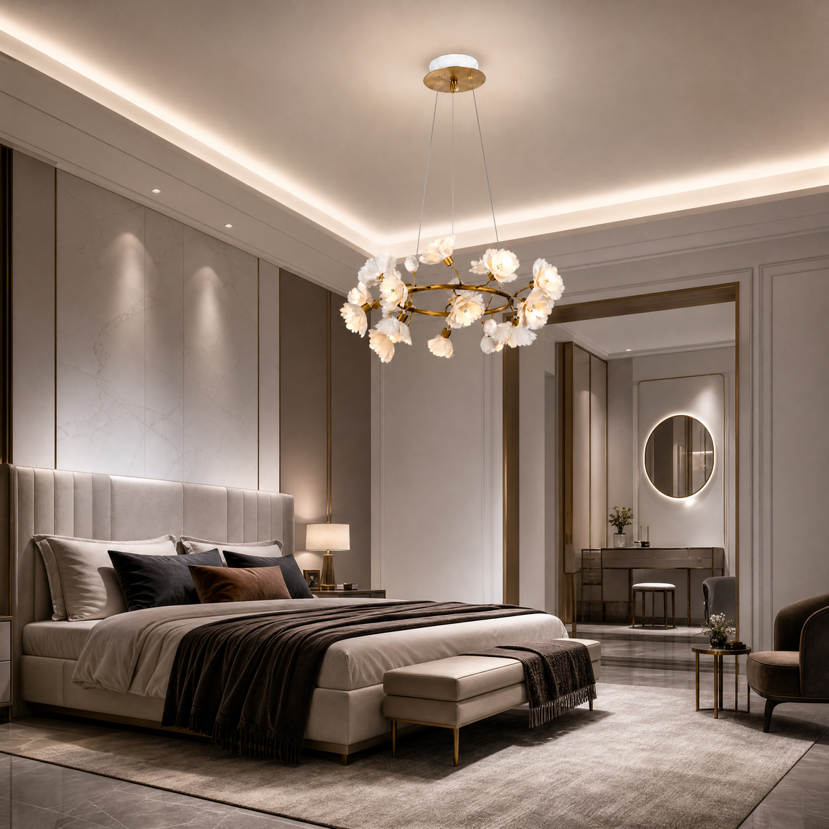 Lirio Brass Ceramic Chandelier