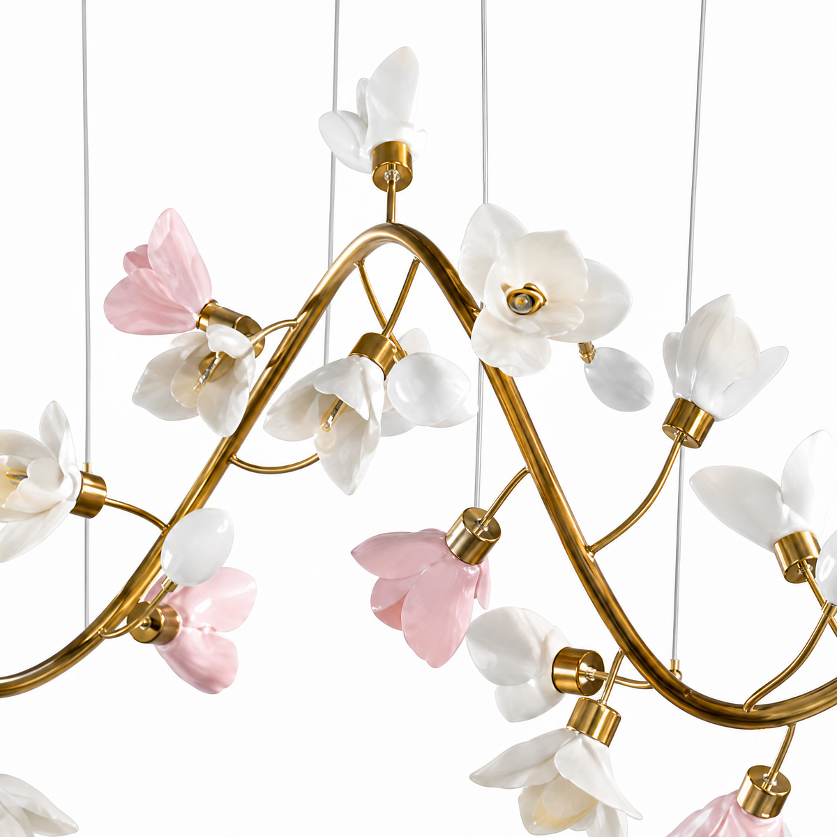 Lirio Brass Ceramic Linear Chandelier