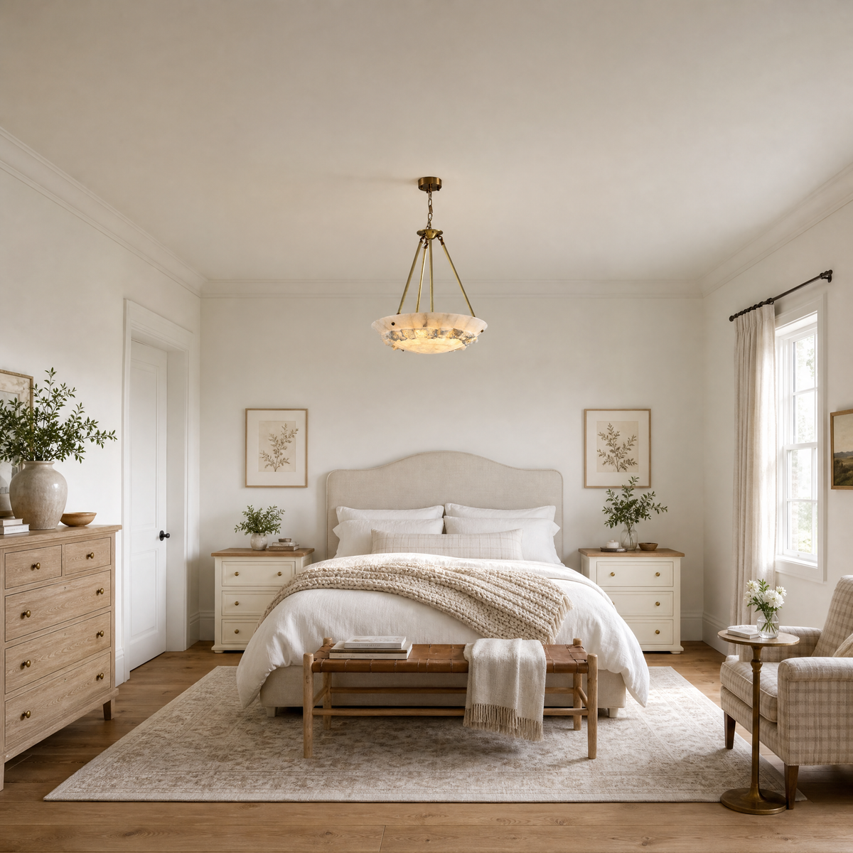 Lithmora Modern Brass Alabaster Pendant Light