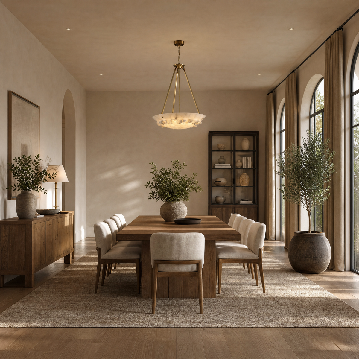 Lithmora Modern Brass Alabaster Pendant Light