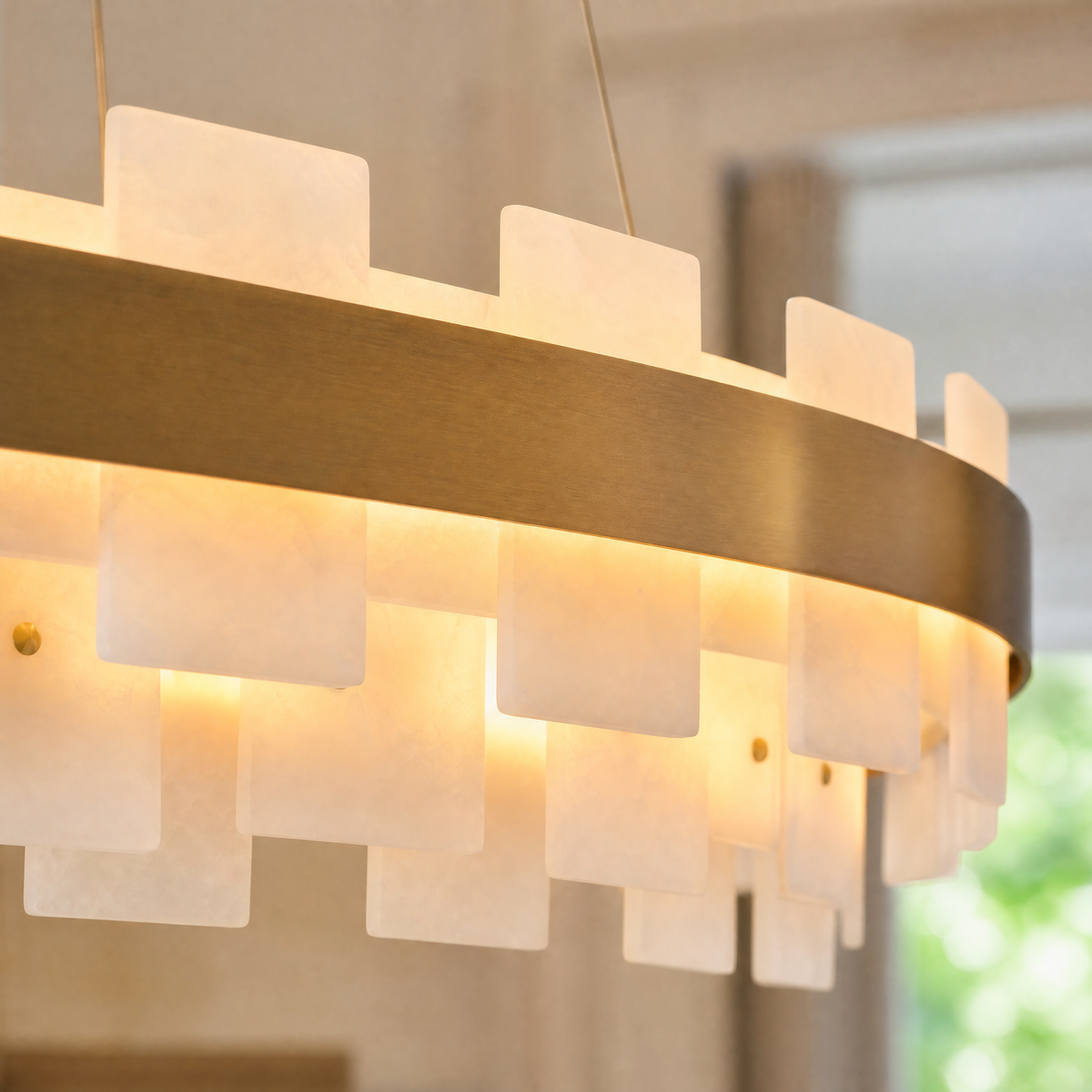 Long Combination Marble Slice Pendant Light Copper-L37'