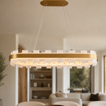 Long Combination Marble Slice Pendant Light Copper-L37'