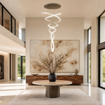 Long Spiral Crystal Chandelier with Stainless Steel Frame