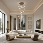 Long Spiral Crystal Chandelier with Stainless Steel Frame