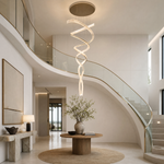 Long Spiral Crystal Chandelier with Stainless Steel Frame