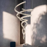 Elegant Long Spiral Crystal Chandelier with Stainless Steel Frame
