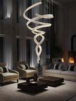 Elegant Long Spiral Crystal Chandelier with Stainless Steel Frame