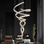 Elegant Long Spiral Crystal Chandelier with Stainless Steel Frame
