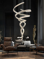 Elegant Long Spiral Crystal Chandelier with Stainless Steel Frame