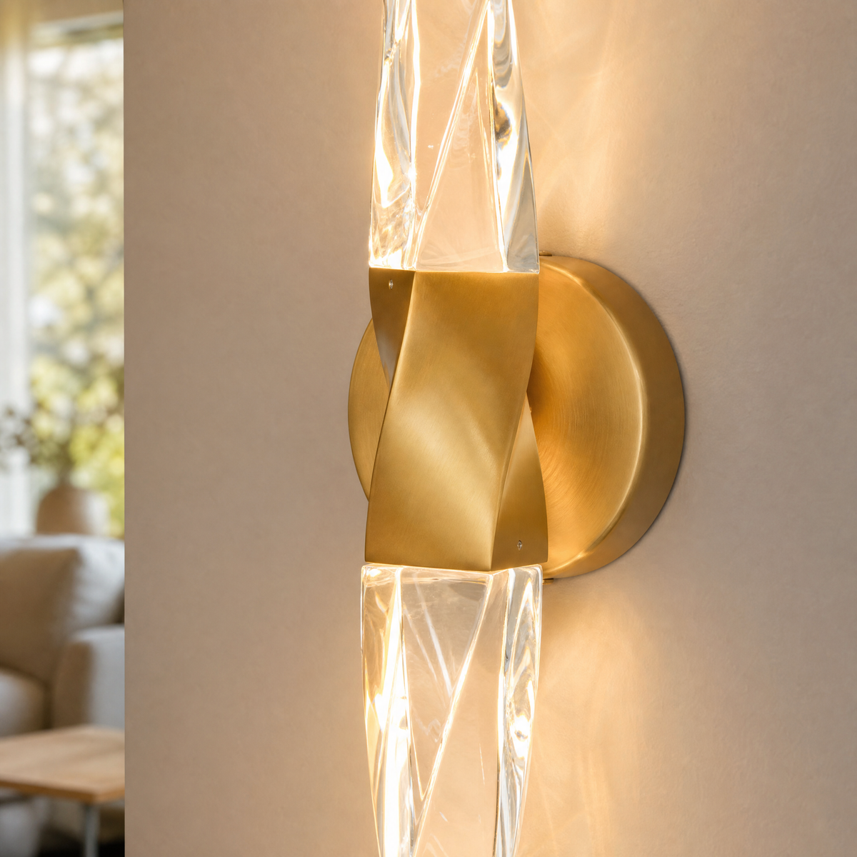 Lottie Crystal Column Wall Lamp - Double Pack - Copper