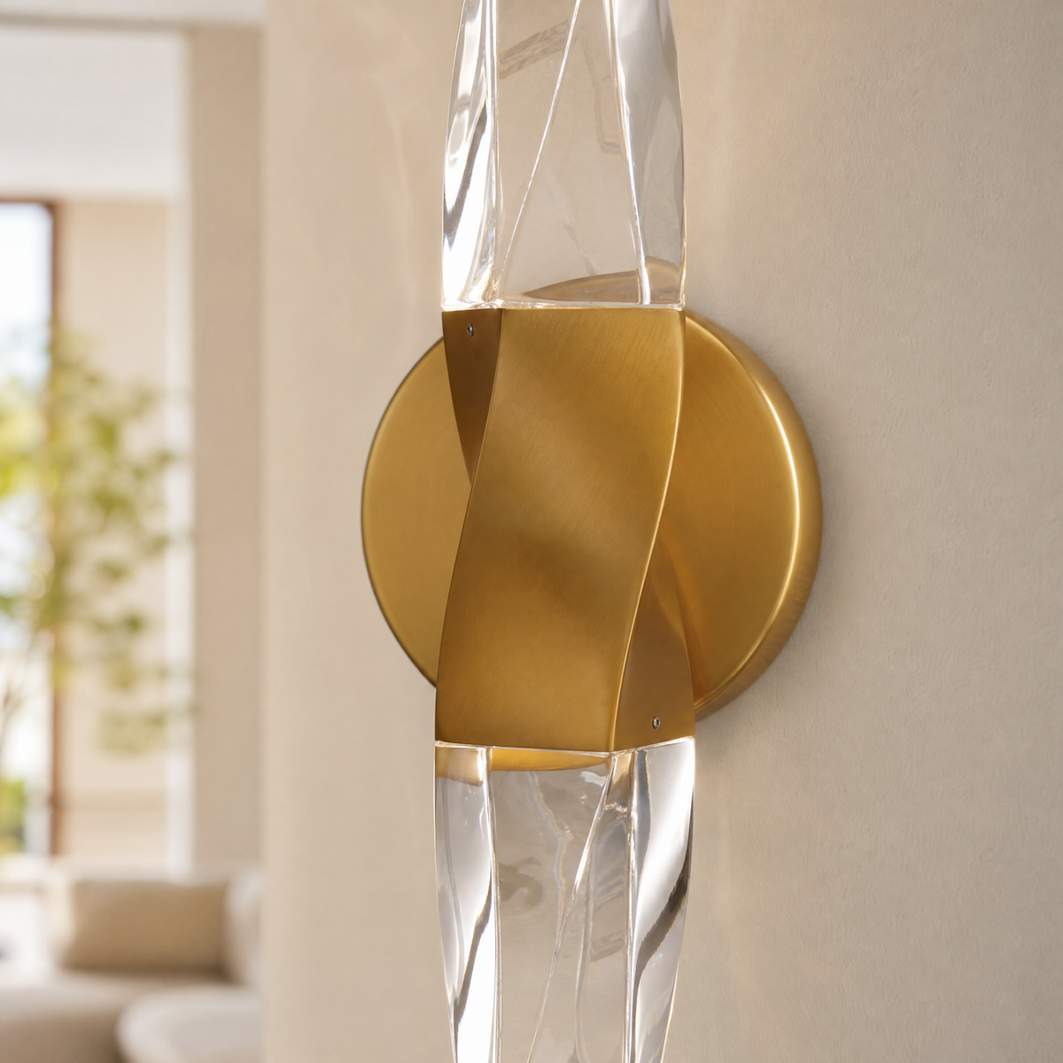 Lottie Crystal Column Wall Lamp - Double Pack - Copper