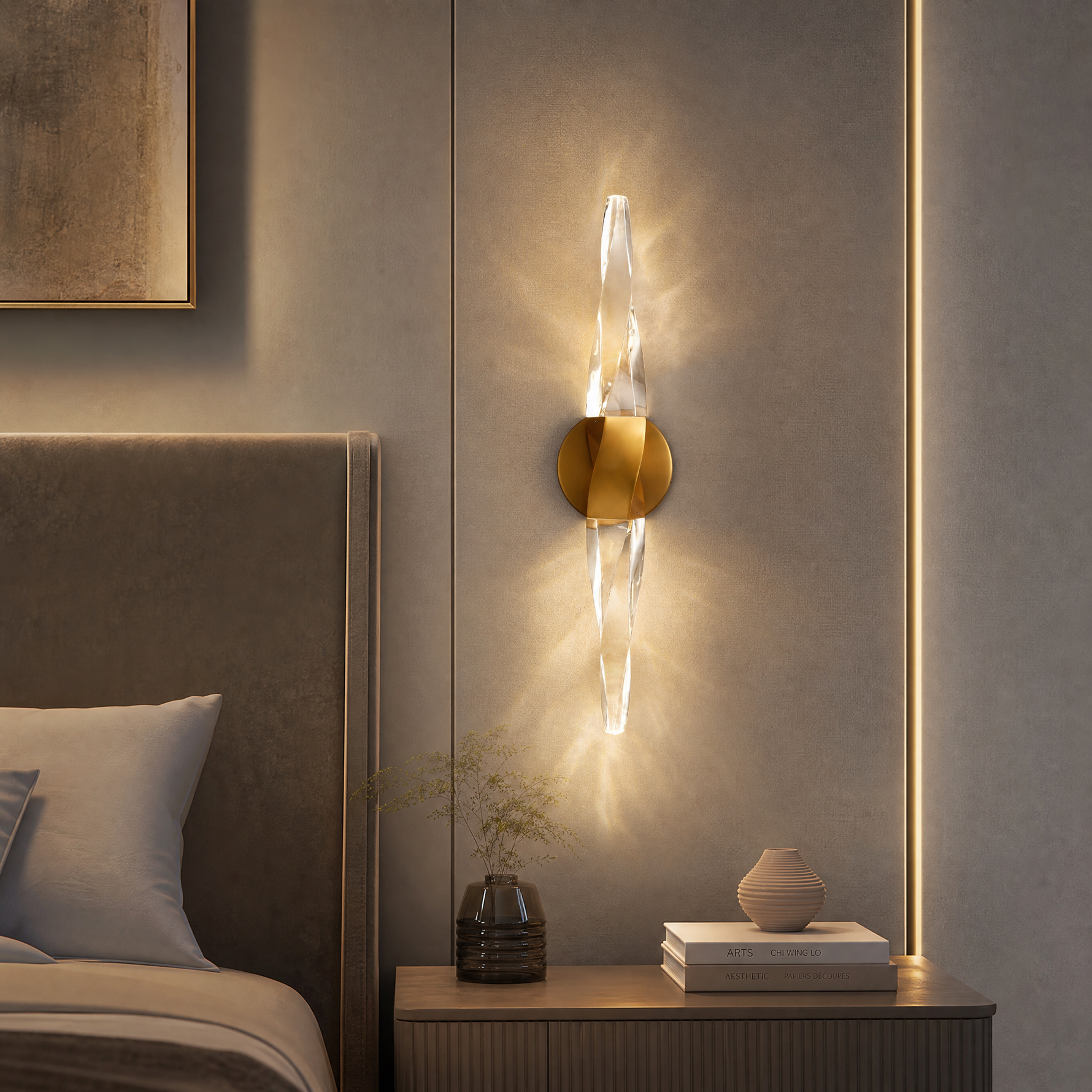 Lottie Crystal Column Wall Lamp - Double Pack - Copper