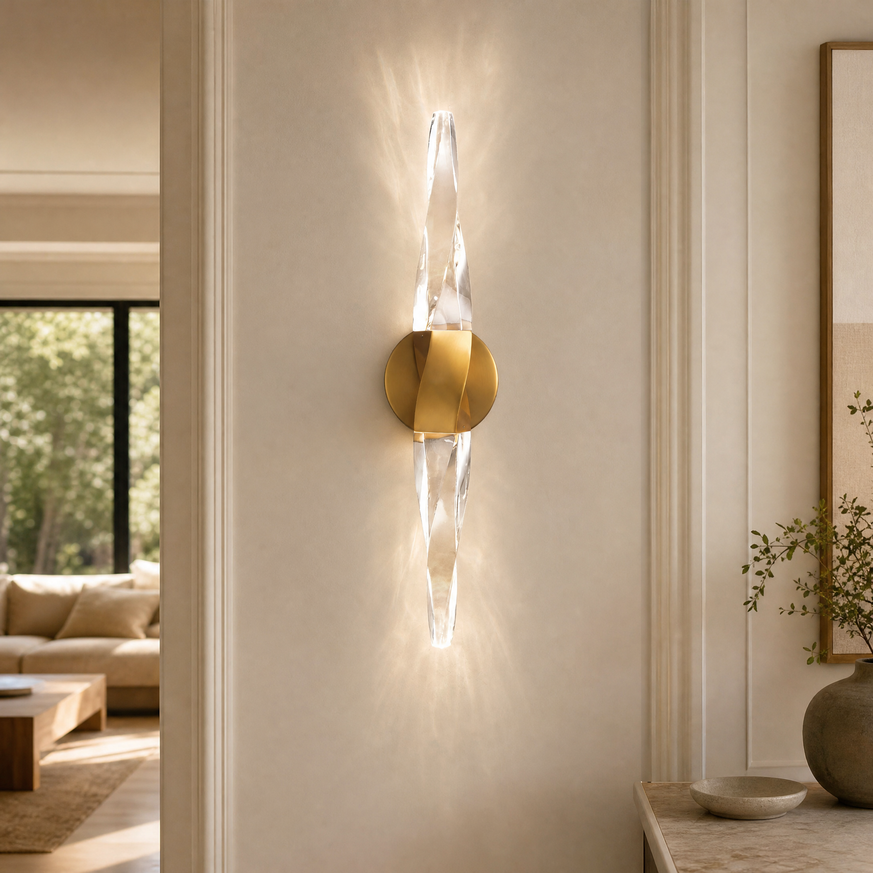 Lottie Crystal Column Wall Lamp - Double Pack - Copper
