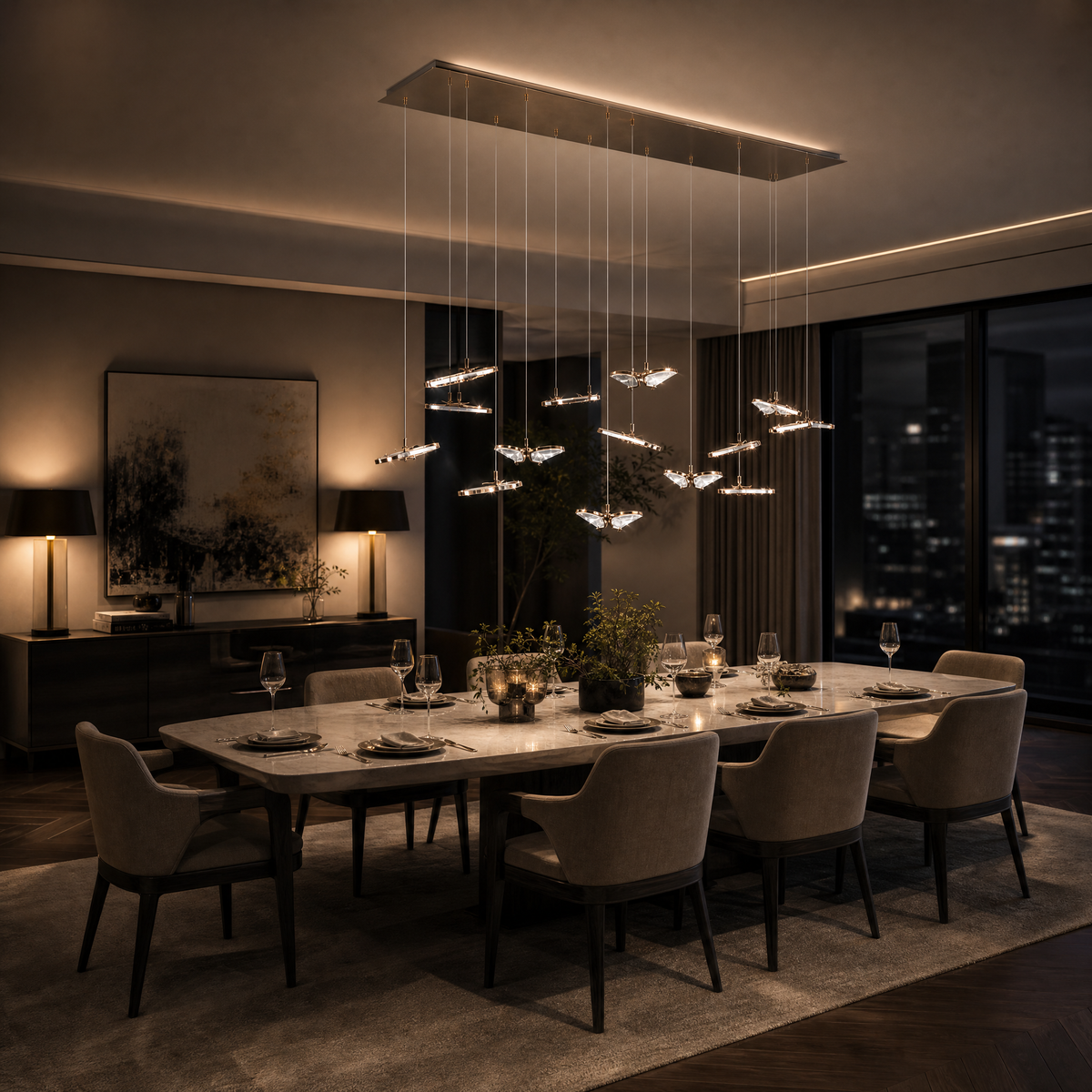 Lume Acrylic Rectangular Chandelier