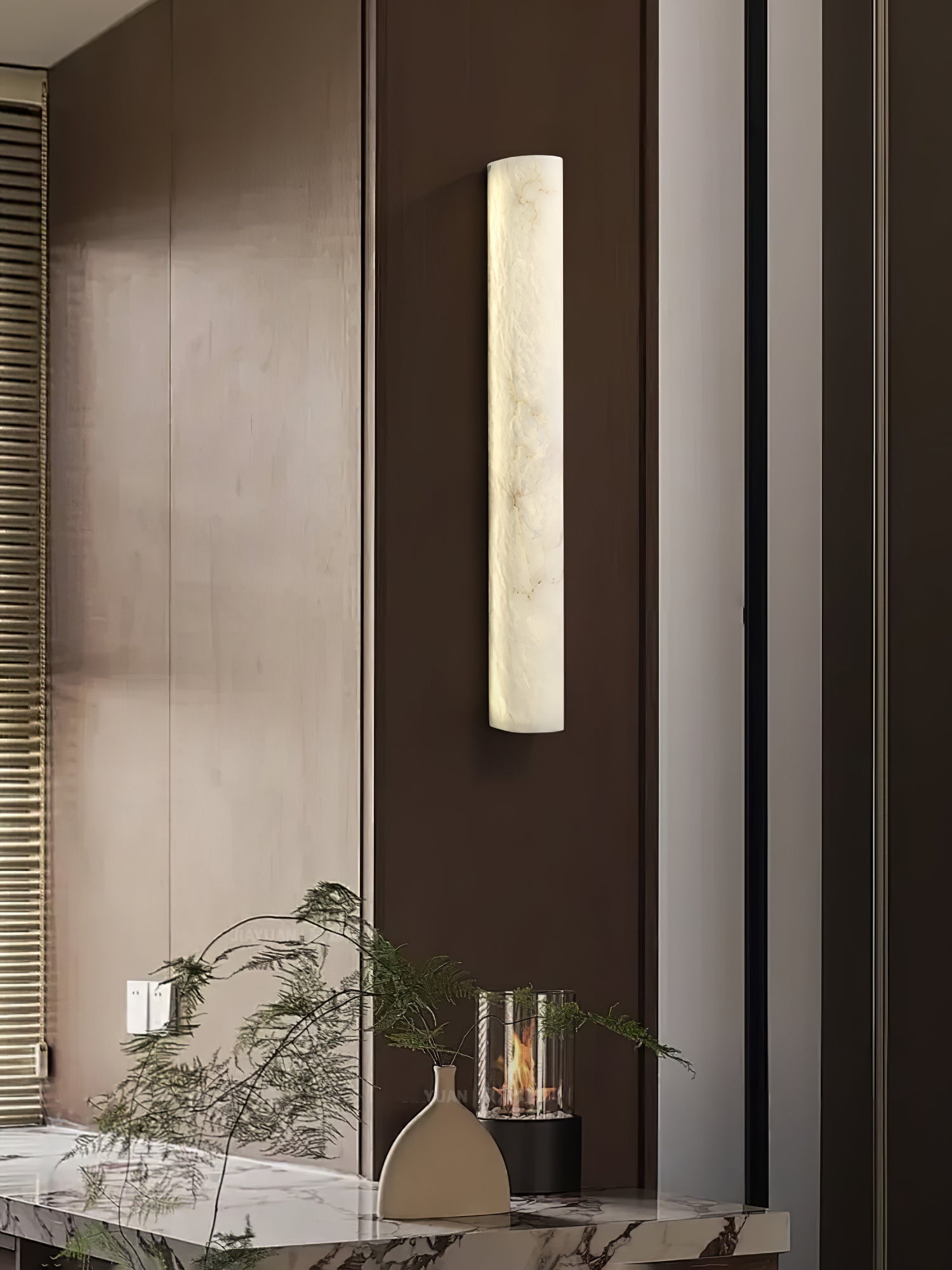 Luminara Handcrafted Alabaster Wall Sconce Warm LED Light