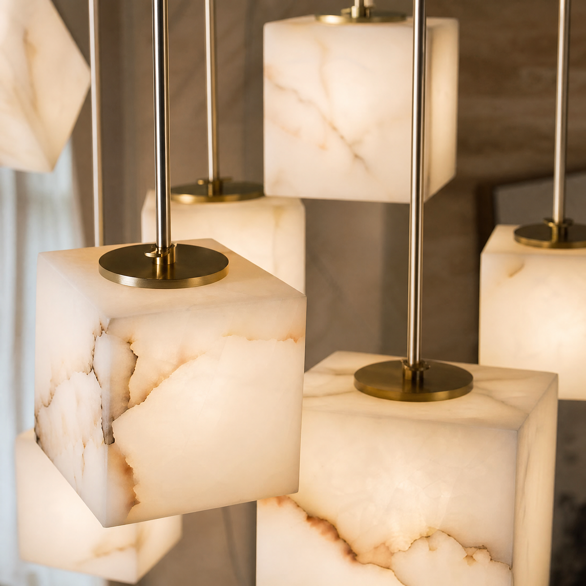 Luminous Cube Cluster Chandelier