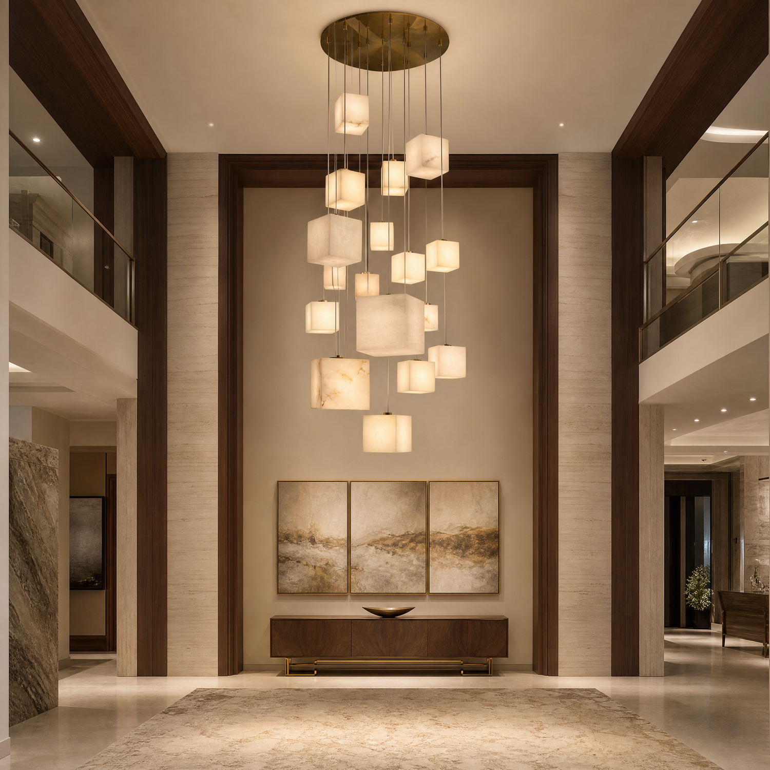 Luminous Cube Cluster Chandelier