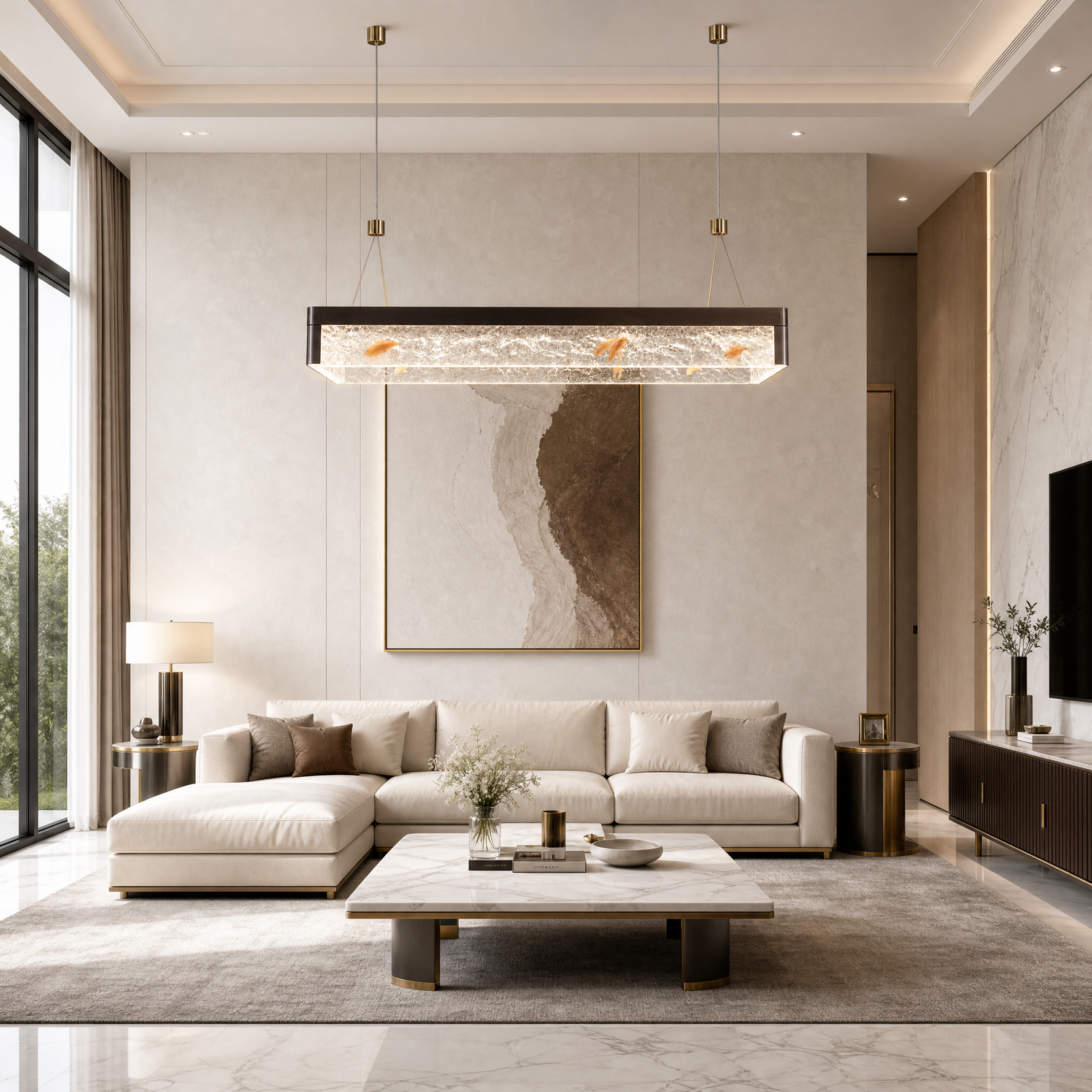 Luminous Cube Modern Linear Dining Pendant Light