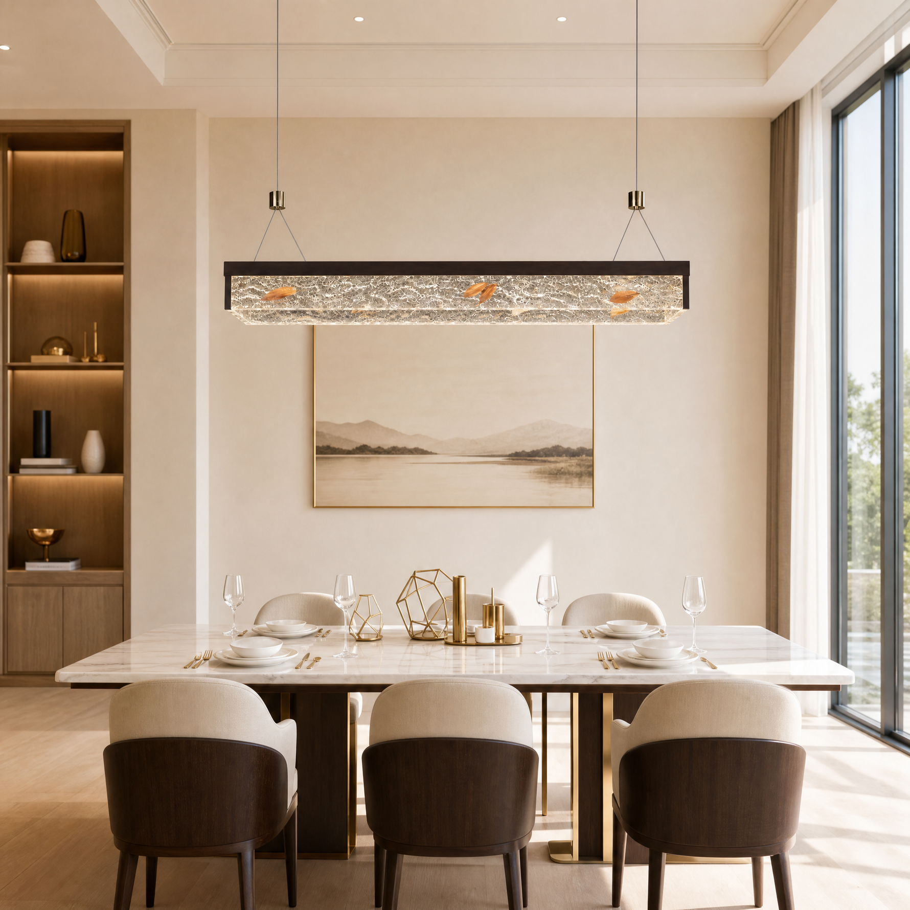 Luminous Cube Modern Linear Dining Pendant Light