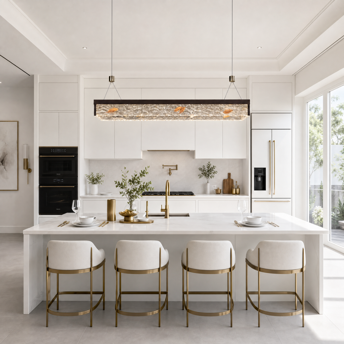 Luminous Cube Modern Linear Dining Pendant Light