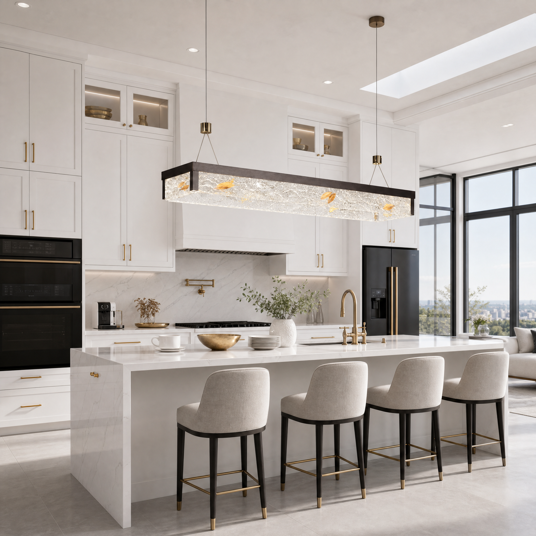Luminous Cube Modern Linear Dining Pendant Light