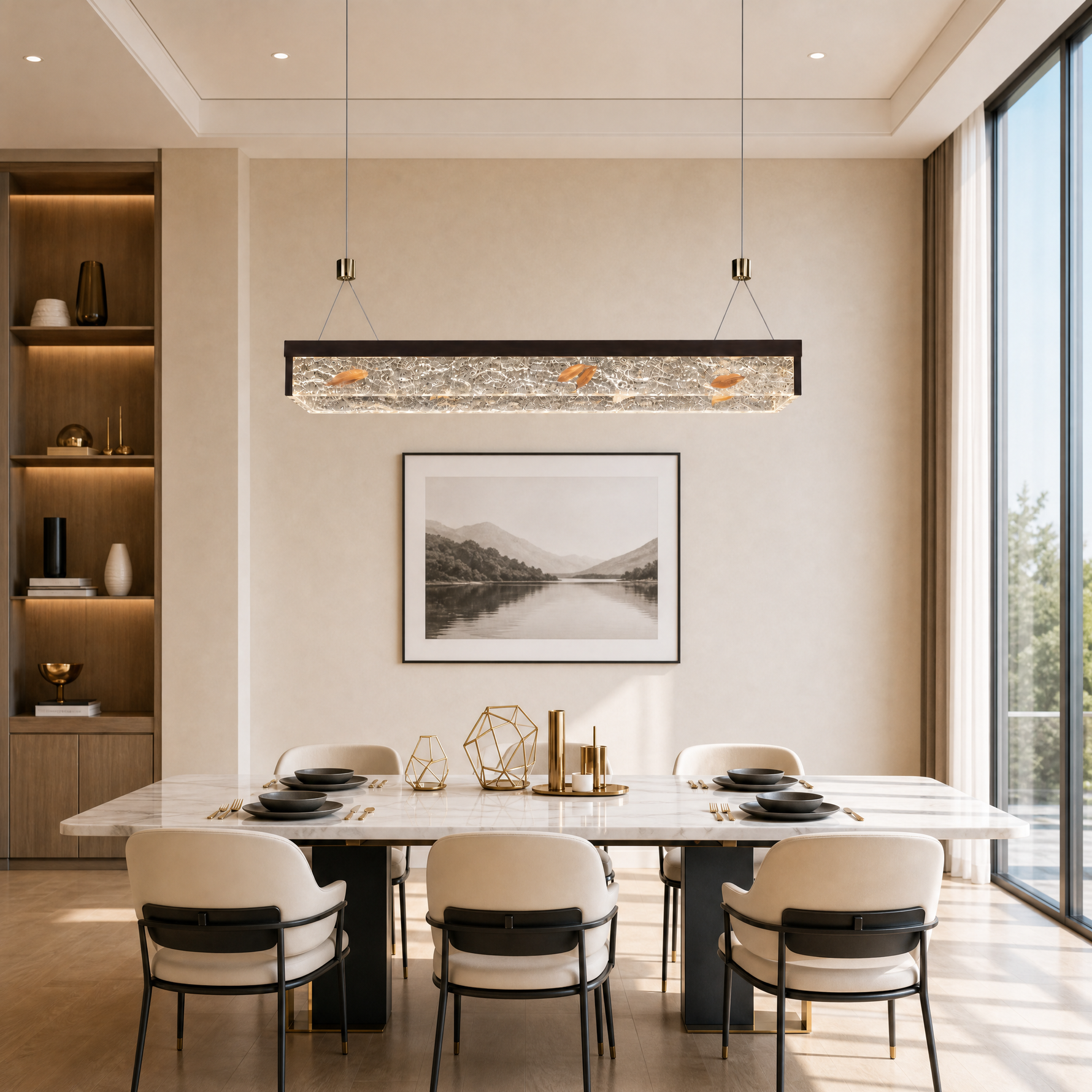 Luminous Cube Modern Linear Dining Pendant Light