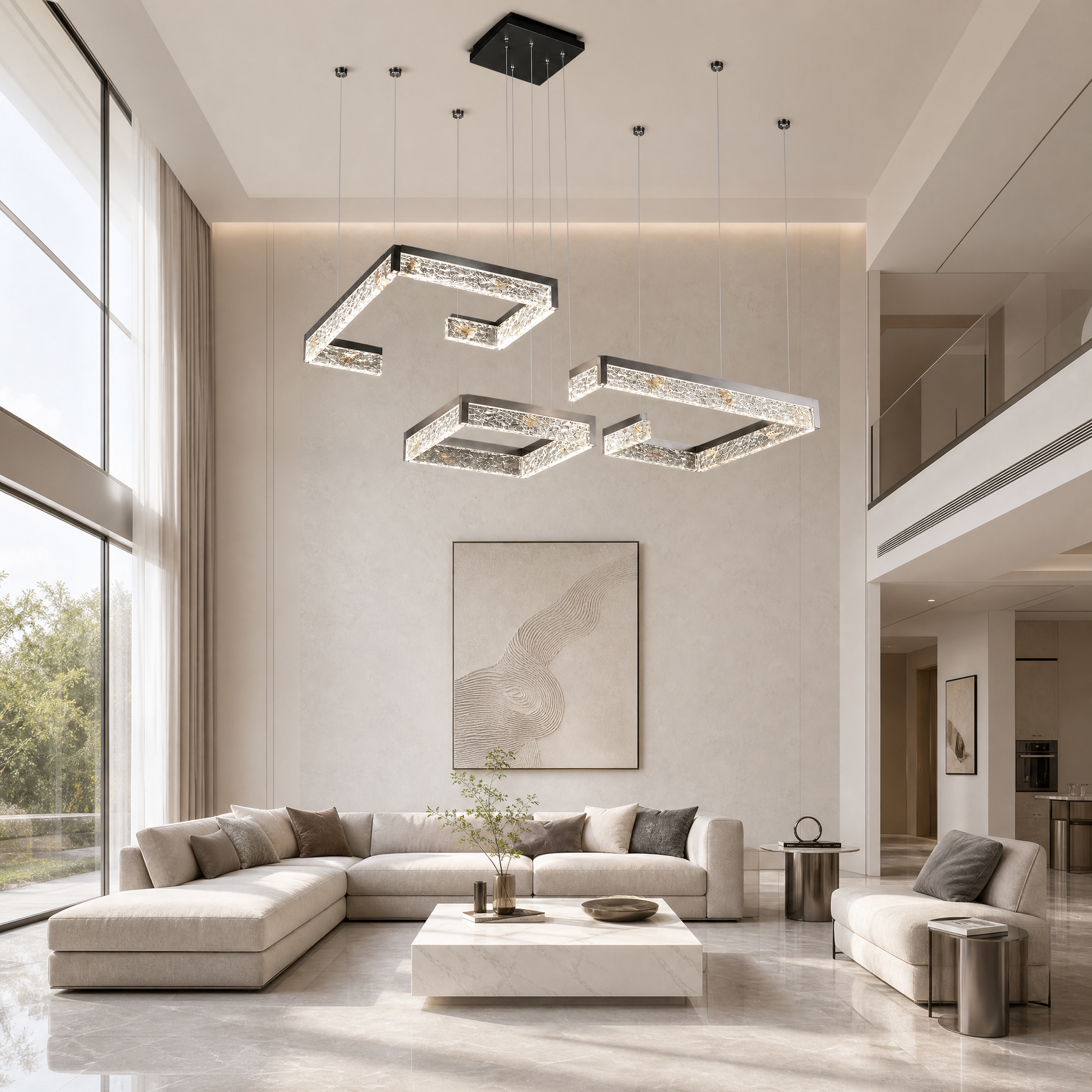 Luminous Cube Modern Multi-Tier Cluster Chandelier