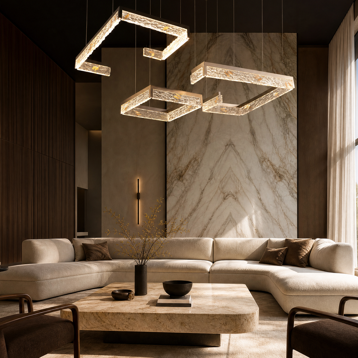 Luminous Cube Modern Multi-Tier Cluster Chandelier