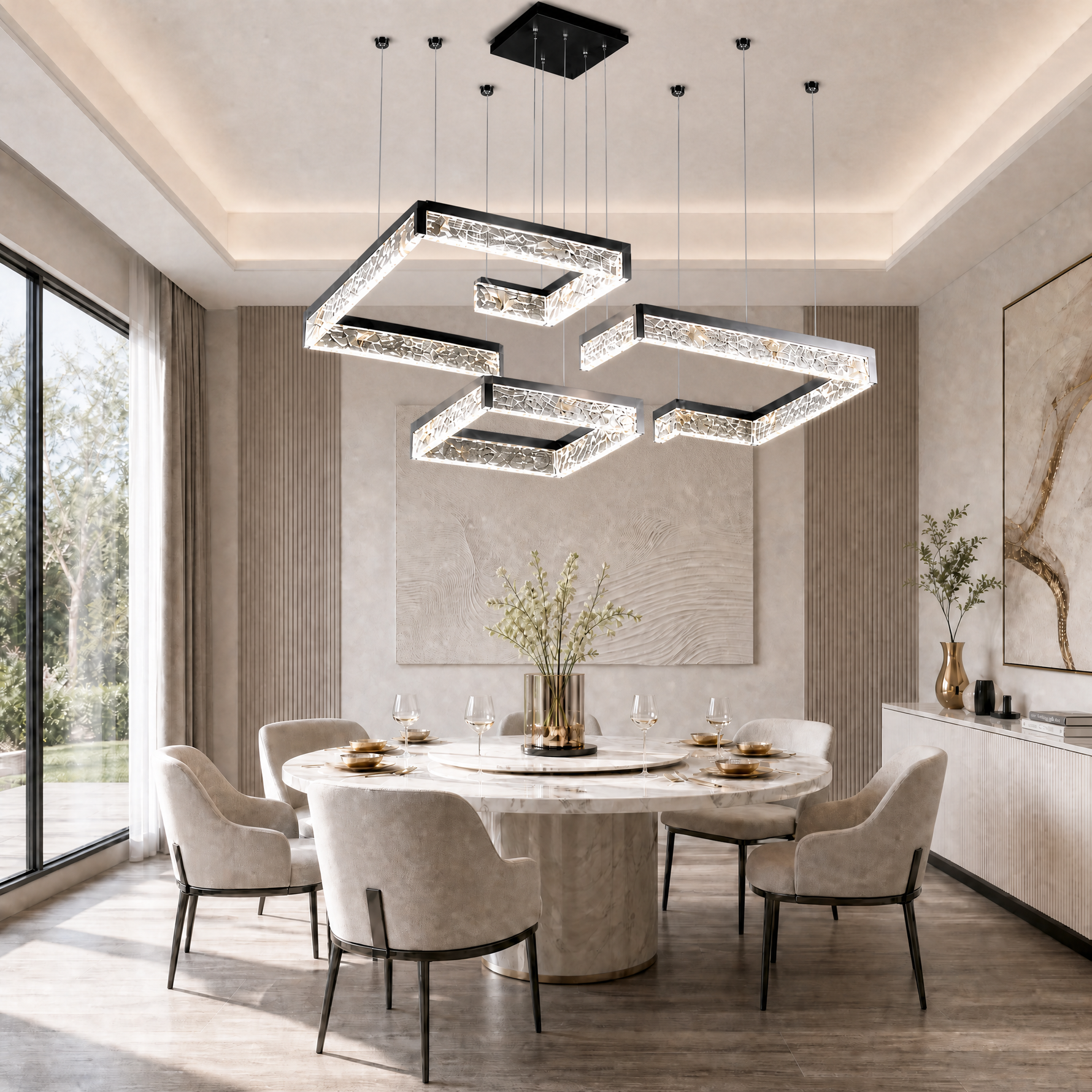 Luminous Cube Modern Multi-Tier Cluster Chandelier