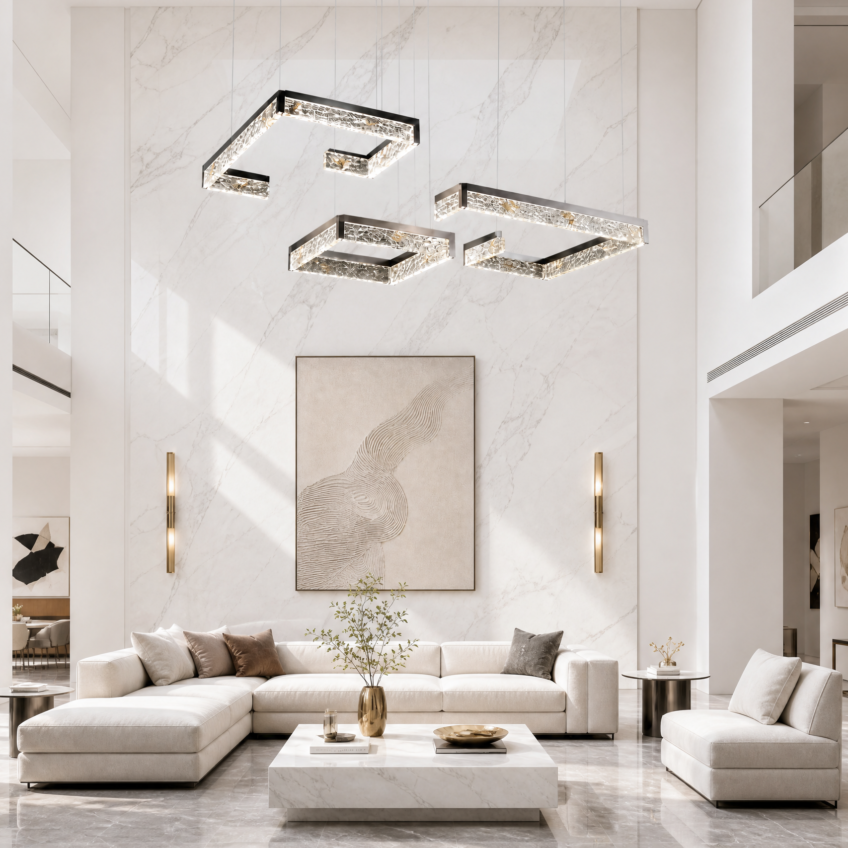 Luminous Cube Modern Multi-Tier Cluster Chandelier