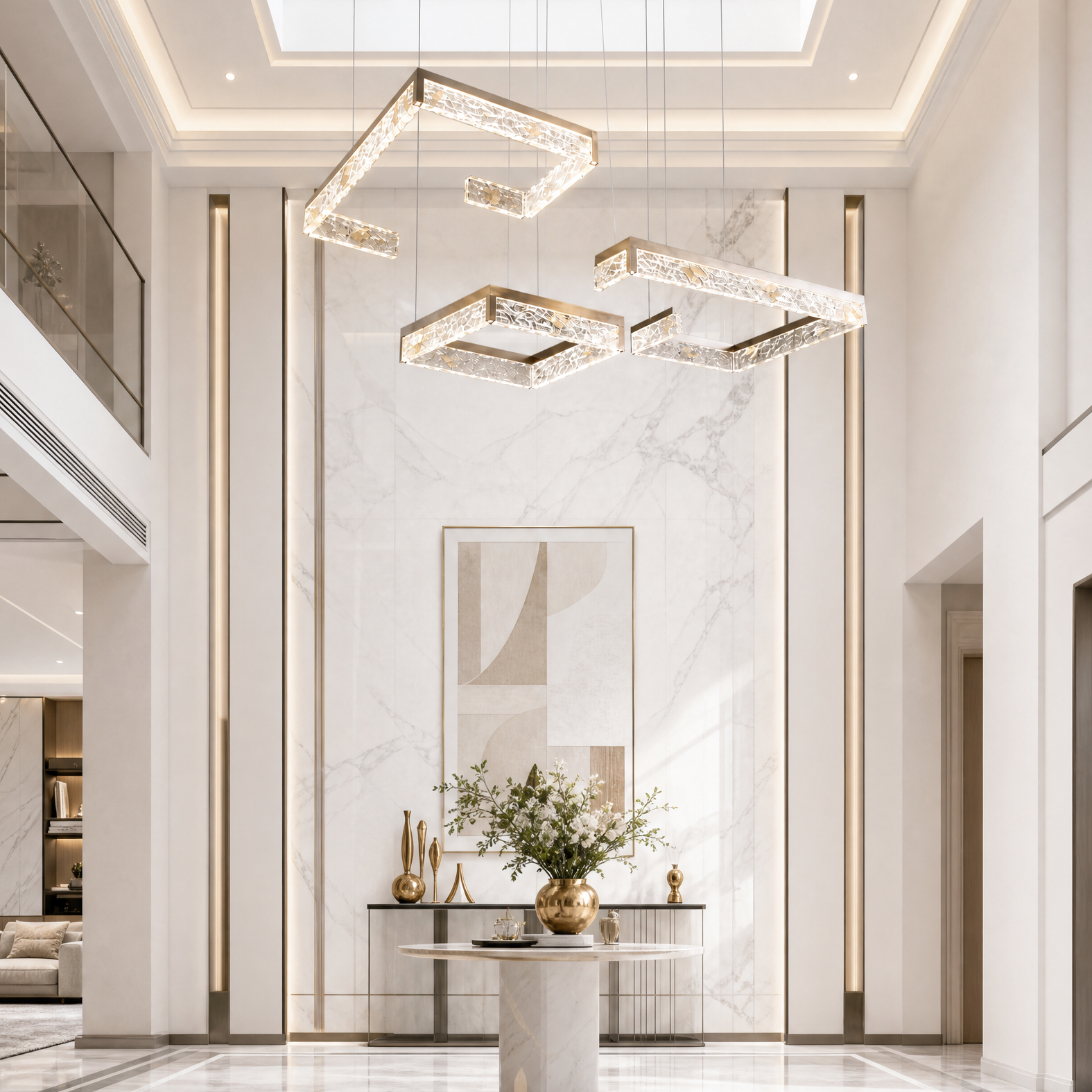 Luminous Cube Modern Multi-Tier Cluster Chandelier