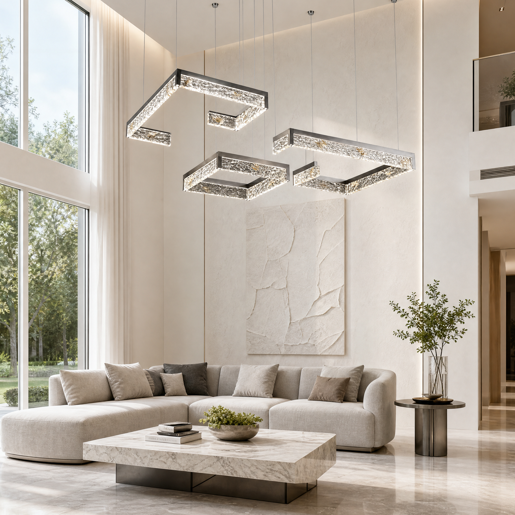 Luminous Cube Modern Multi-Tier Cluster Chandelier