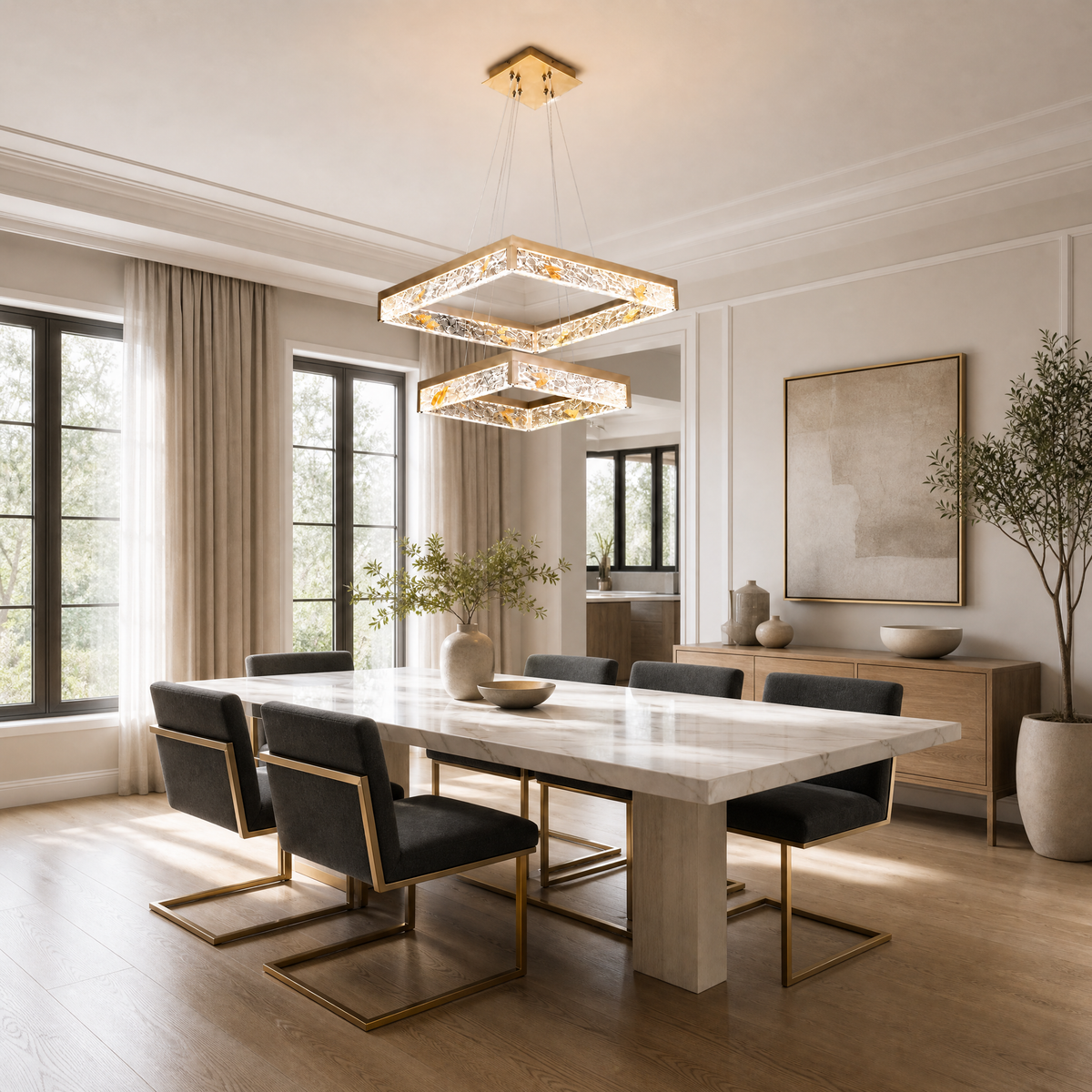 Luminous Cube Modern Sculptural Pendant Light
